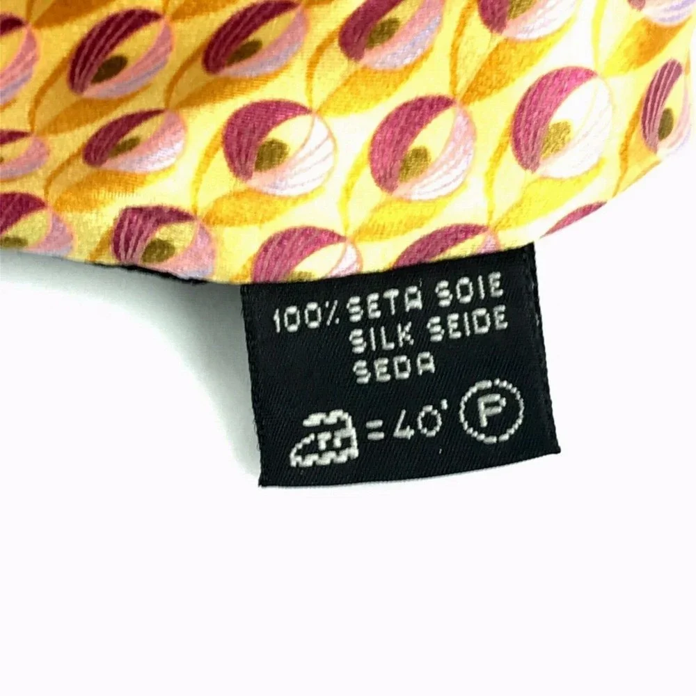 Ermenegildo Zegna 100% Silk Italian Yellow Red Pink Necktie Made in Italy 3.5x58